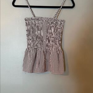 LeDin Gingham Smocked Peplum Camisole